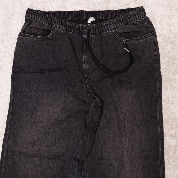 H&M Black Wide Leg Pull On Jeans Denim Pants Womens Size M NWT - Picture 9 of 10